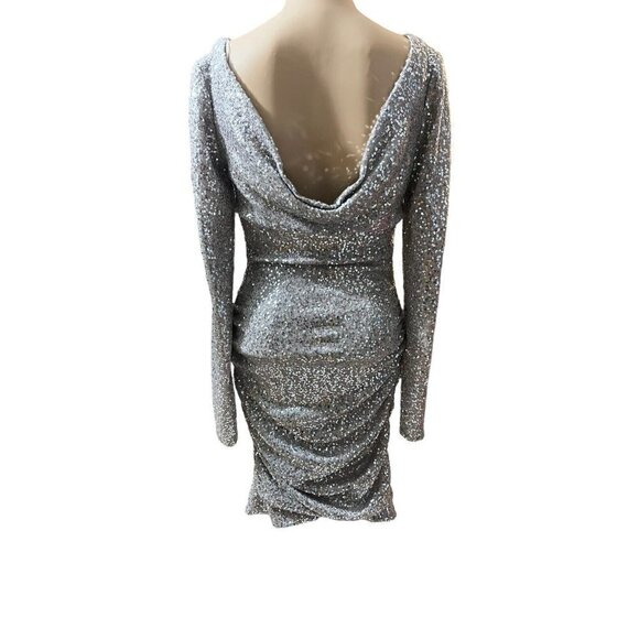 Aidan Mattox Mini Dress Metallic Sparkle Sequins Party Cocktail 6 - Picture 3 of 9